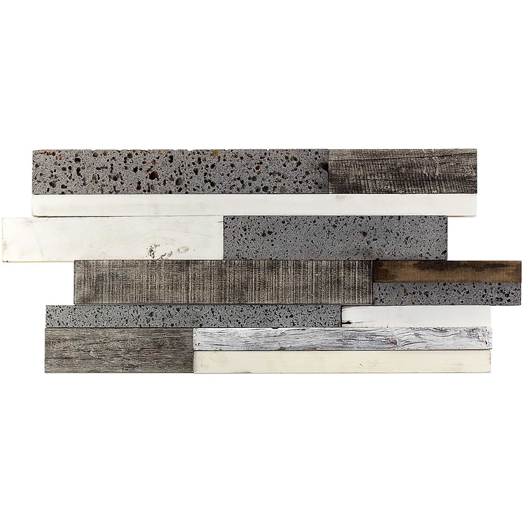 Driftwood Pale Moon Wood Mosaic Tile