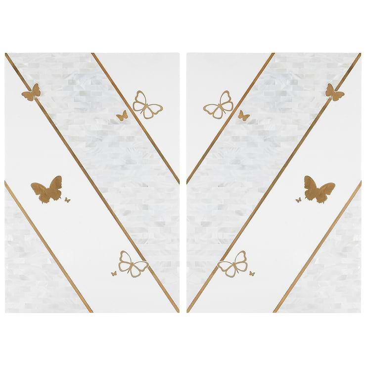 Timeless Butterflies Perla Brass 12x18 Polished Tile By Elizabeth Sutton