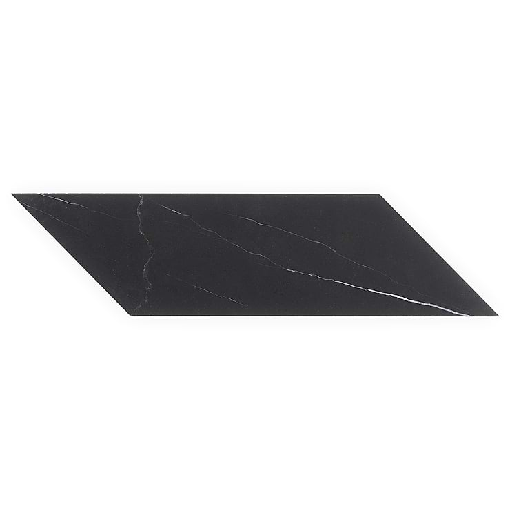 Nero Marquina 3x12 Chevron Honed Marble Tile