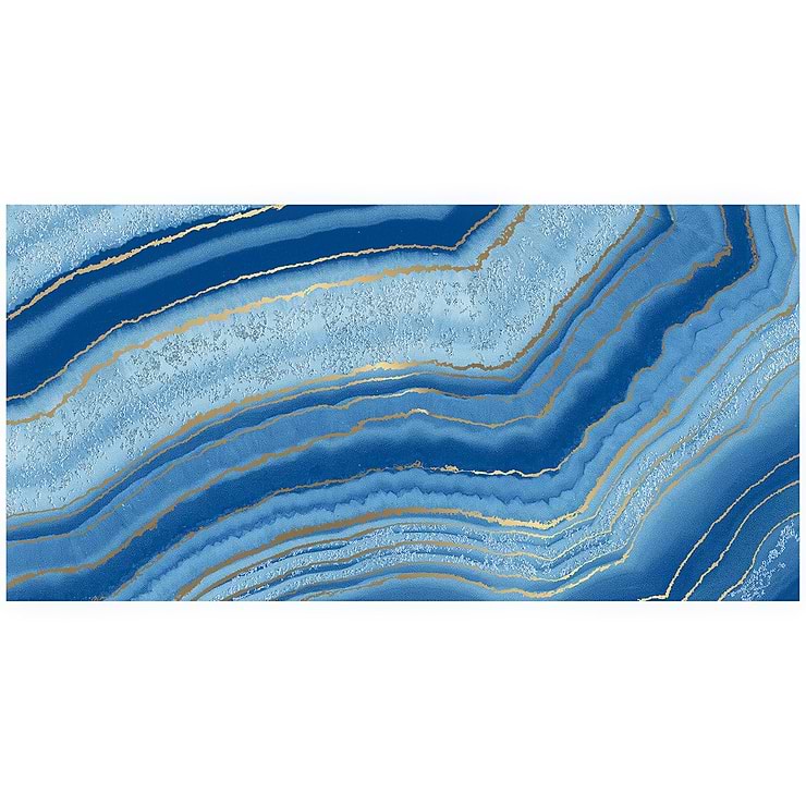 Agate Art Azul Blue 24x48 Artisan Decor Polished Porcelain Tile