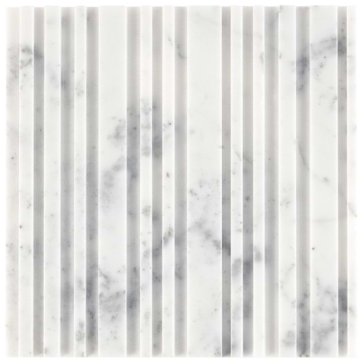 Barcode by Michael Habachy Entero Carrara White 8x8 Textured 3D Honed Marble Tile