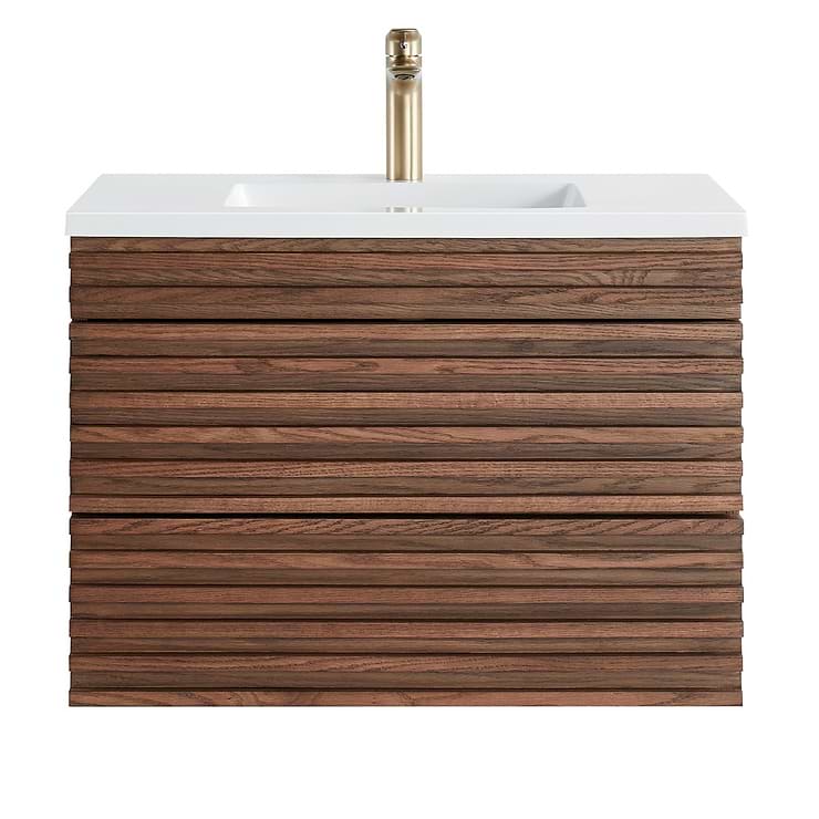 Gibson Dark Wood 30" Single Vanity with Integrated White Acrylic Top