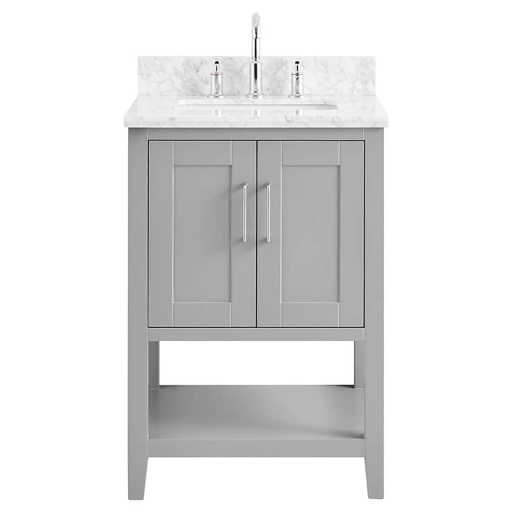 Sheraton 24" Gray Vanity with Carrara Marble Top and Ceramic Basin