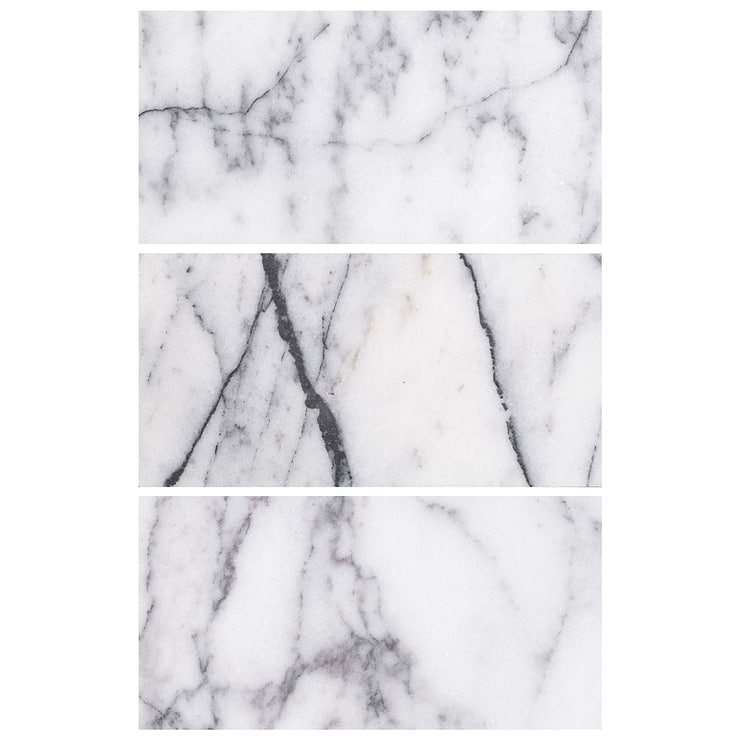 Lilac White 3x6 Honed Marble Tile