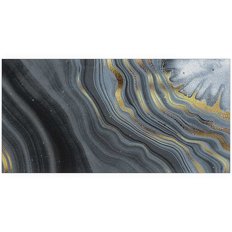 Agate Art Night Black 24x48 Artisan Decor Polished Porcelain Tile