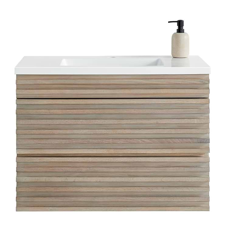 Gibson Light Wood 30" Single Vanity with Integrated White Acrylic Top