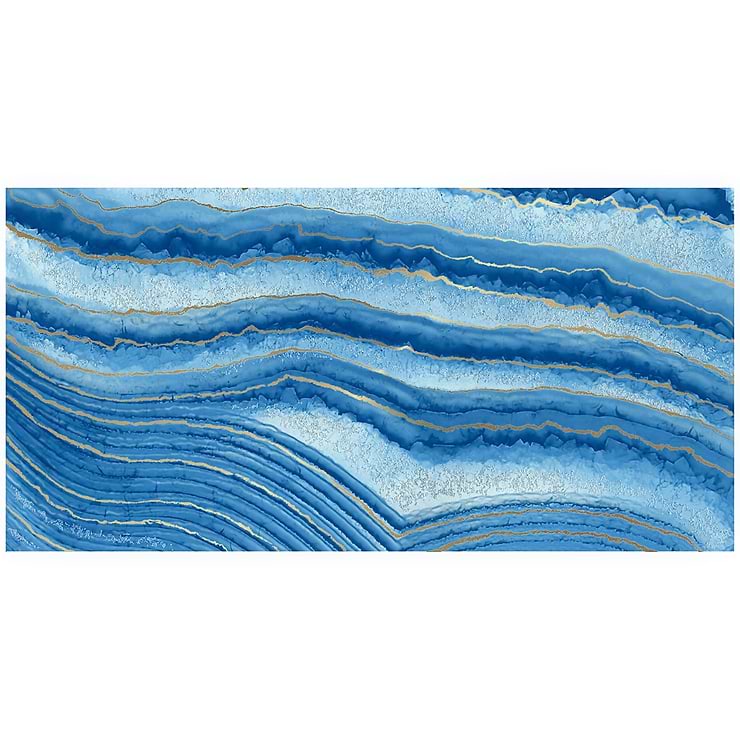 Agate Art Azul Blue 24x48 Artisan Decor Polished Porcelain Tile