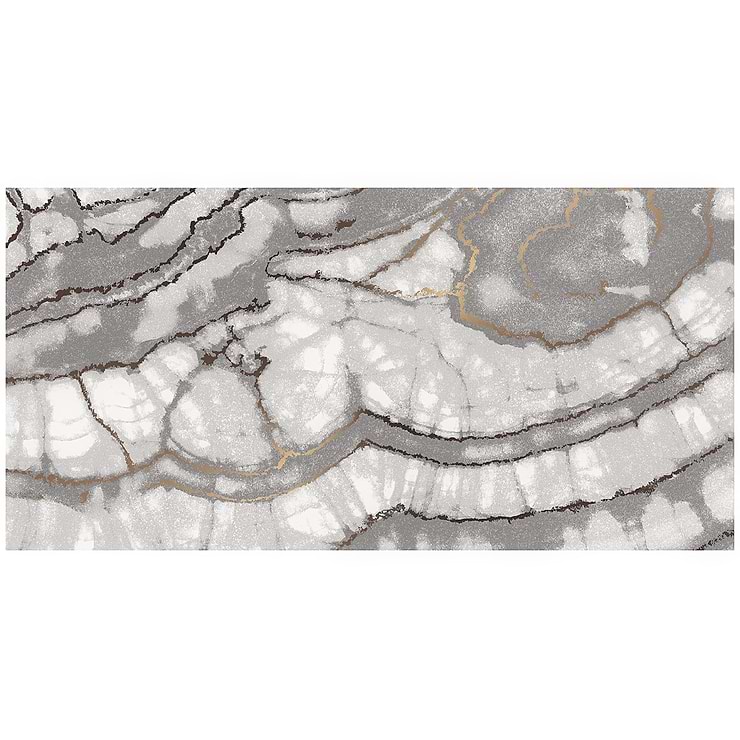 Agate Art Smoke Gray 24x48 Artisan Decor Polished Porcelain Tile