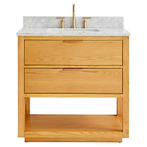 Dayton 36" Woodgrain Vanity with Carrara Marble Top and Ceramic Basin