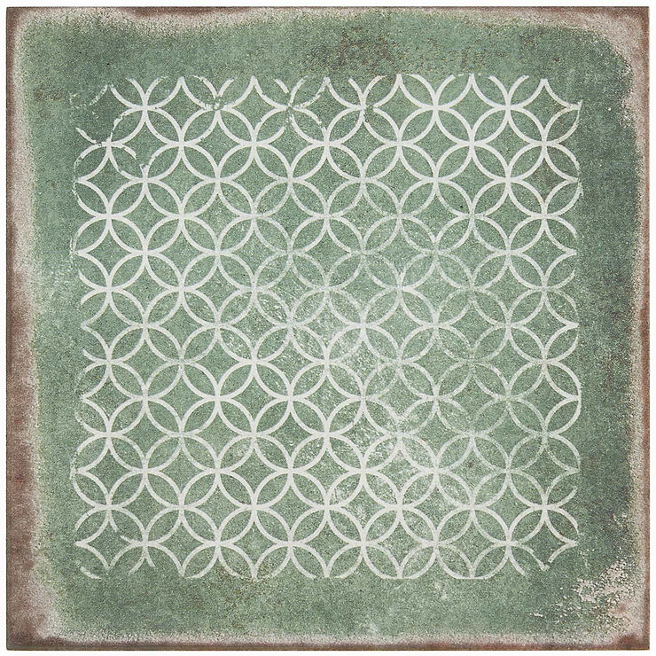 Los Lunas Deco Green 8x8 Matte Porcelain Tile