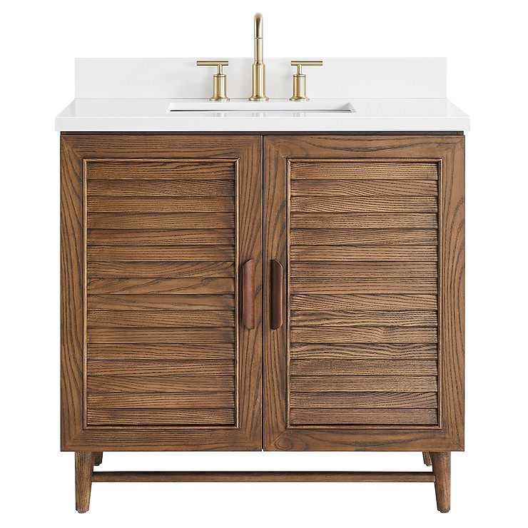 Lowell Dark Walnut 36" Single Vanity with Pure White Quartz Top