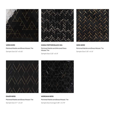 Top Selling Black and Gold Marble Tiles Sample Bundle (5)