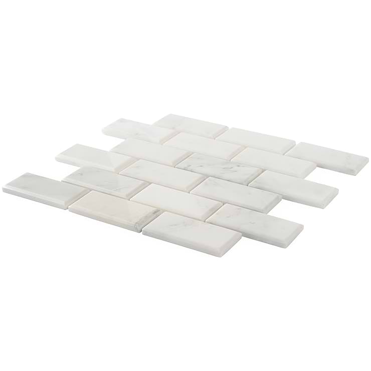 Asian Statuary 2x4" Beveled Brick Polished Marble Mosaic Tile