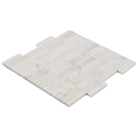 Alaska White Waterfall Polished Marble Bricks Mosaic Tile