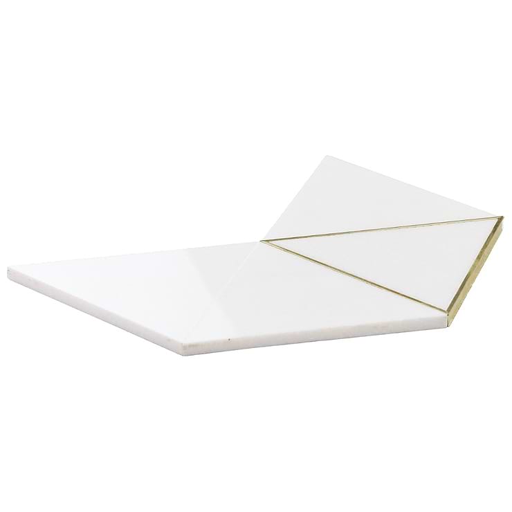 Verin Thassos Polished Marble and Brass 6x6 Mosaic Tile