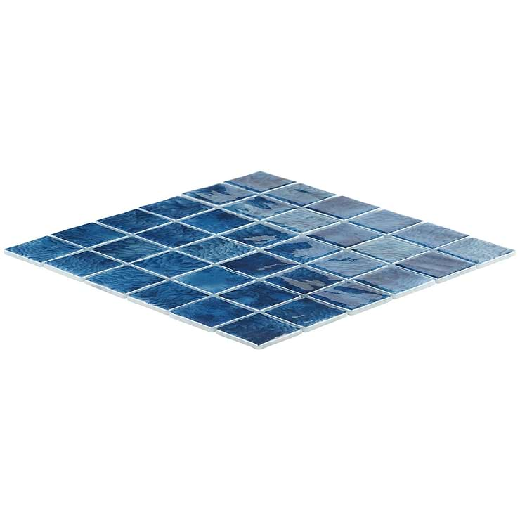 61 Sheet Scrap Lot: Swim Cascara Blue 2x2 Glossy Glass Mosaic Tile