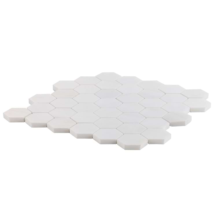 Bianco Dolomite White 2" Hexagon Premium Honed Marble Mosaic Tile