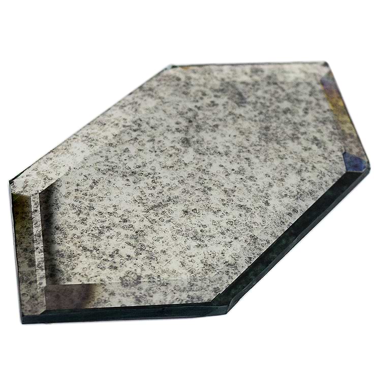 Beveled Paris Gray Hexagon Antique Mirror Tile