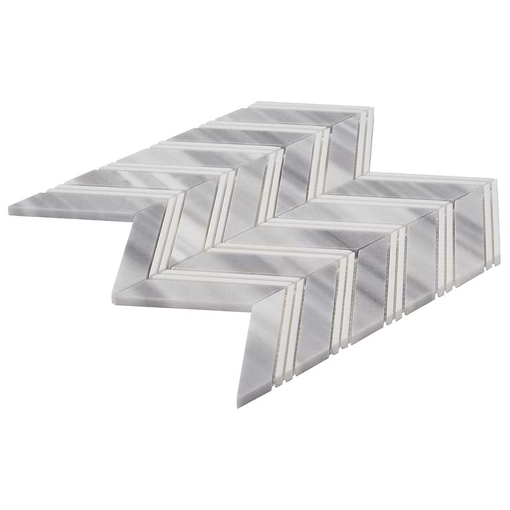 Monarch Cipollino With Thassos Strips 1x4 Herringbone Polished Marble Tile