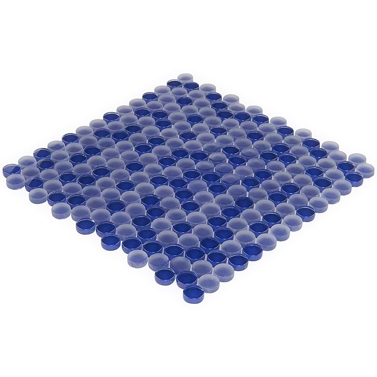 Loft Royal Blue Penny Round Glass Tile