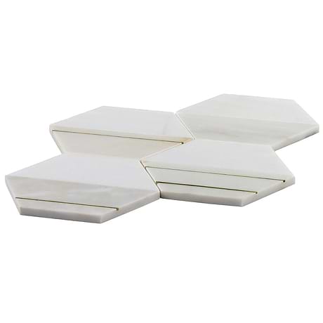 Fuse Bianco 6" Polished Marble and Brass Inlay Mosaic