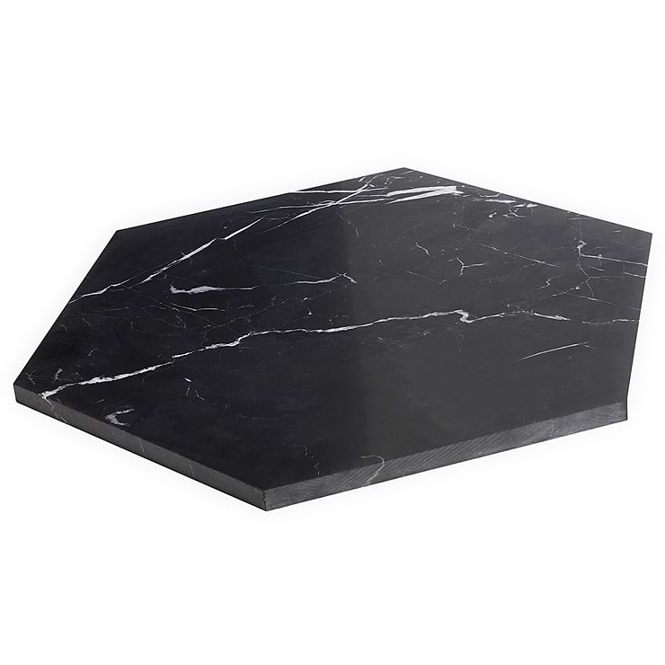 Nero Marquina 10" Hexagon Honed Marble Tile