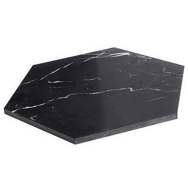 Nero Marquina 10" Hexagon Honed Marble Tile