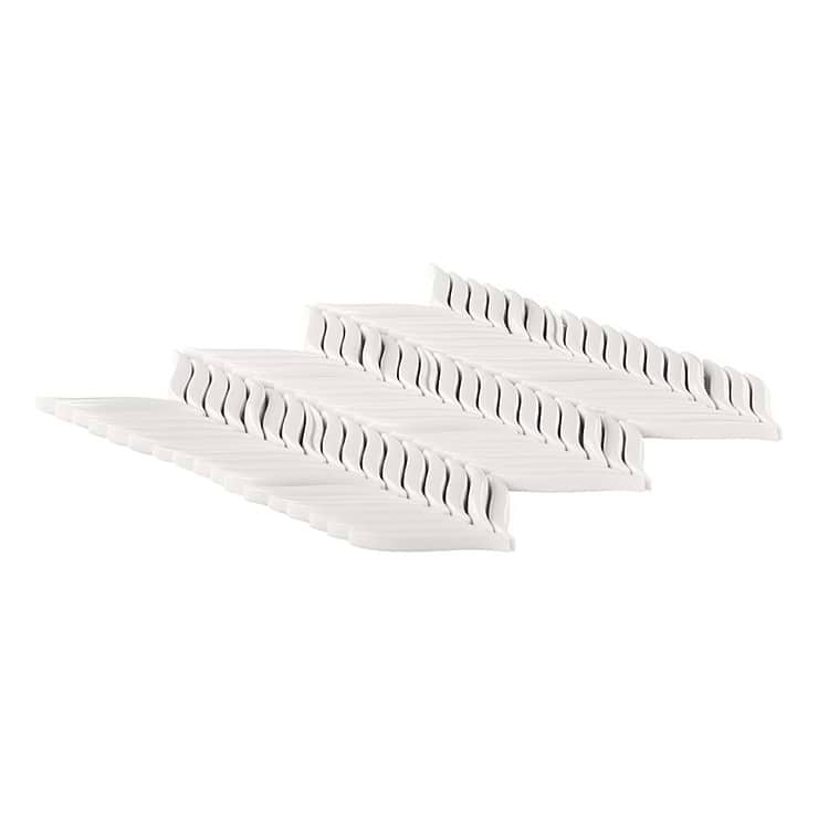 Nabi Alula Glacier White Chevron Crackled Glossy Glass Mosaic Tile