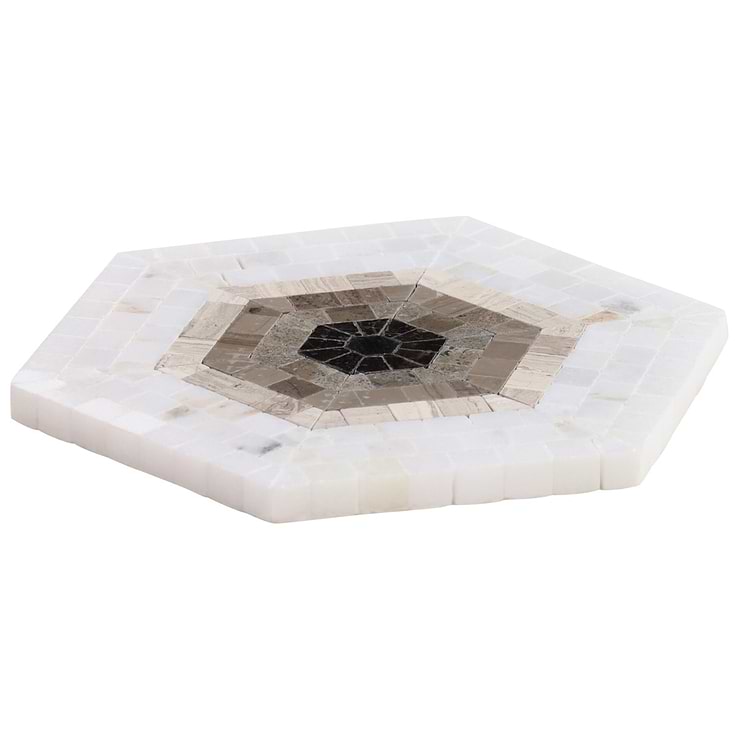 Ako Saint Laurent Brown 6" Hexagon Marble Micro Mosaic Tile