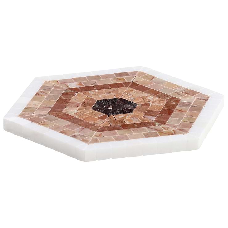 Ako Terracotta Rosa 6" Hexagon Marble Micro Mosaic Tile