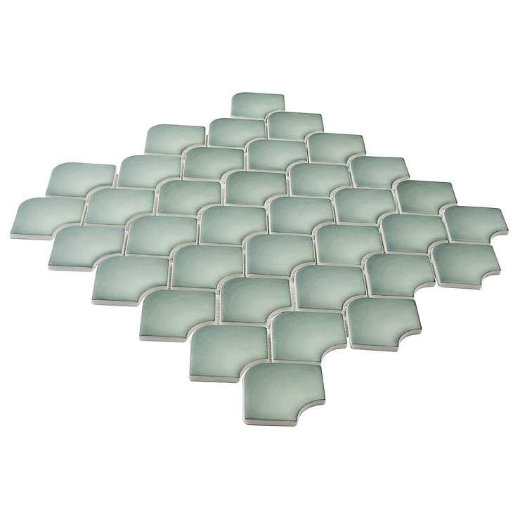 Suki Green 2x3 Fishscale Matte Glass Mosaic Tile