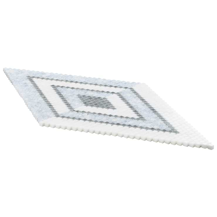 Uma Blue and White Polished Marble Micro Mosaic Tile