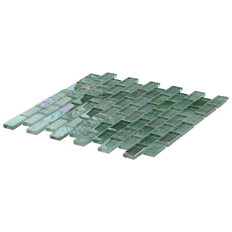 Fairy Green 1x2 Polished Glass Mosiac Tile