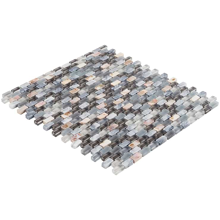 Paragon Surf Periwinkle Purple Mini Brick Textured Marble & Glass Mosaic Tile