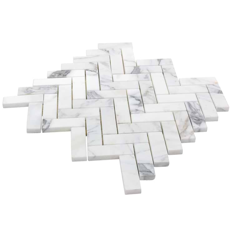 Calacatta Herringbone 1x3 Marble Tile