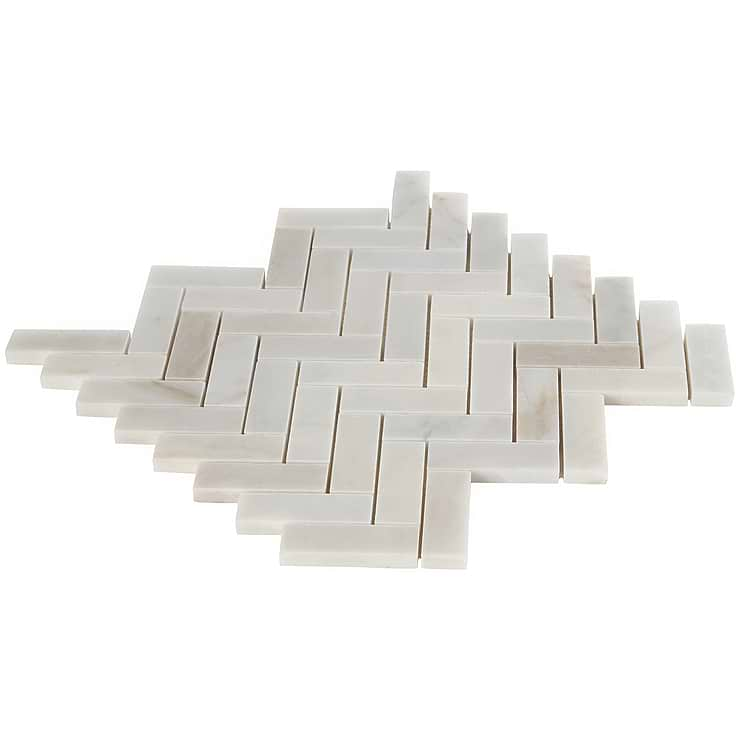 White Jade 1x3" Herringbone Polished Marble Mosaic