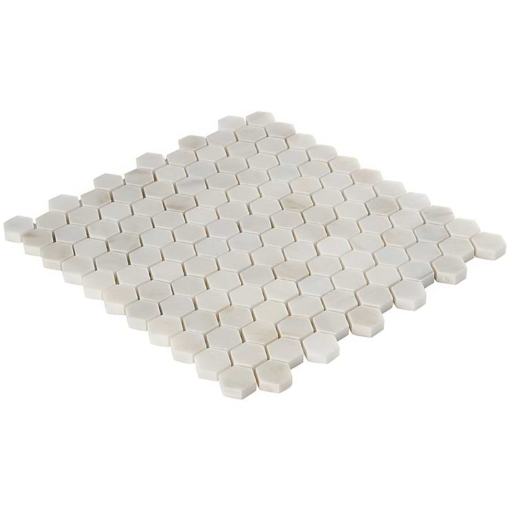 White Jade 1" Hexagon Polished Marble Tile