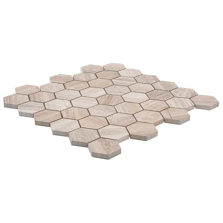 Wooden Beige 2" Hexagon Polished Marble Mosaic Tile