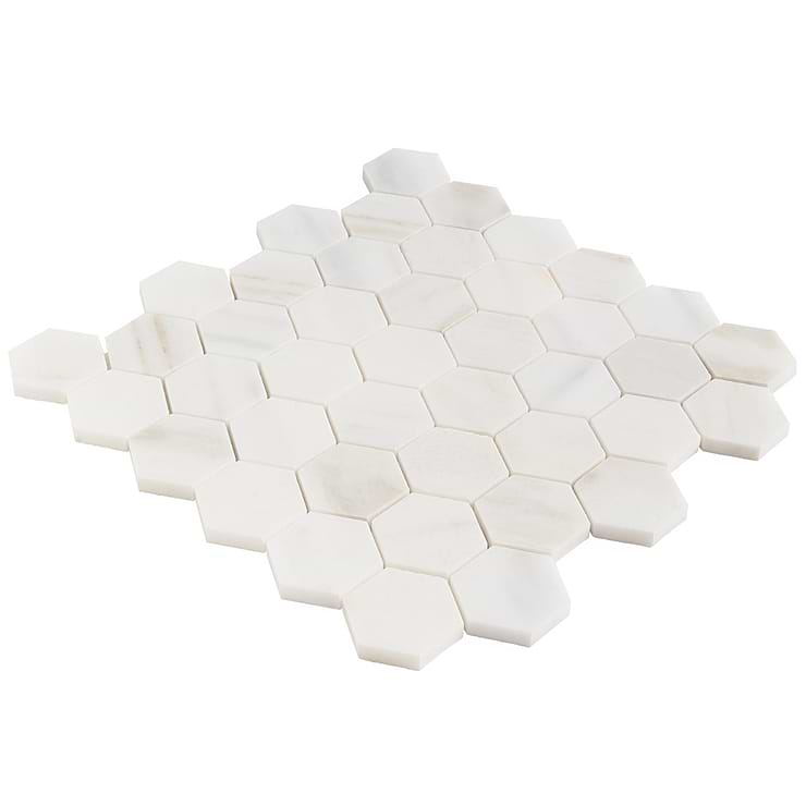 White Jade 2" Hexagon Polished Marble Mosaic