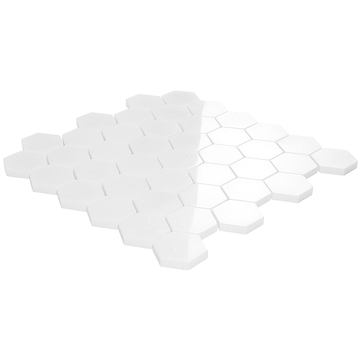 White Thassos 2" Hexagon Marble Polished Mosaic Tile
