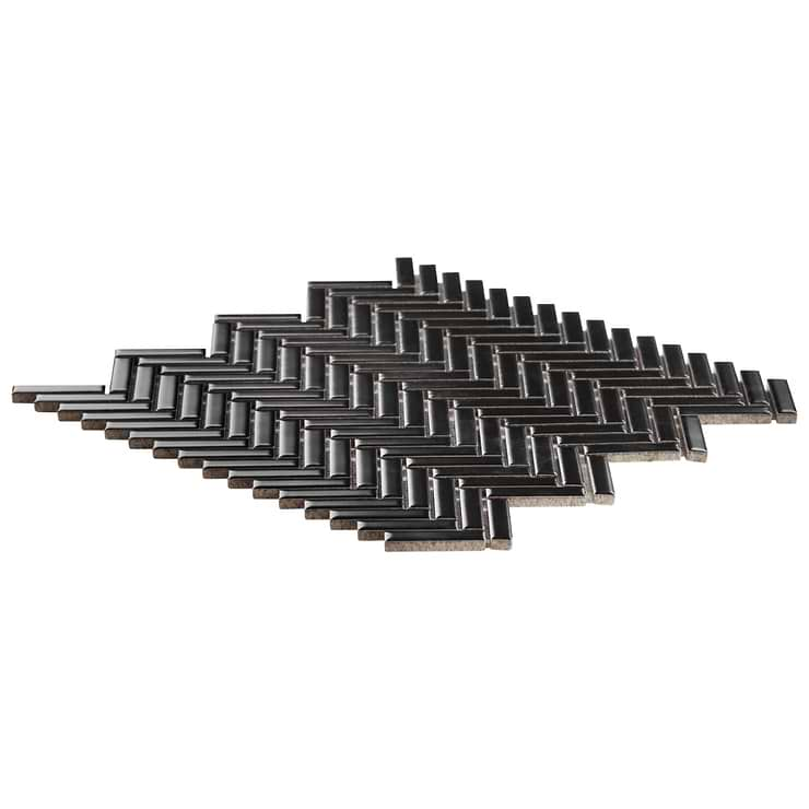 Kai Black 1x2" Herringbone Matte Porcelain Mosaic Tile