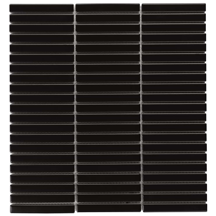 Kai Black 1x4" Tri-Stacked Matte Porcelain Mosaic Tile
