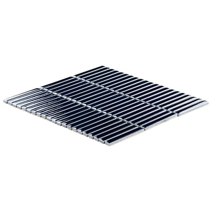 Kai Royal Blue 1x4" Tri-Stacked Crackled Glossy Porcelain Mosaic Tile