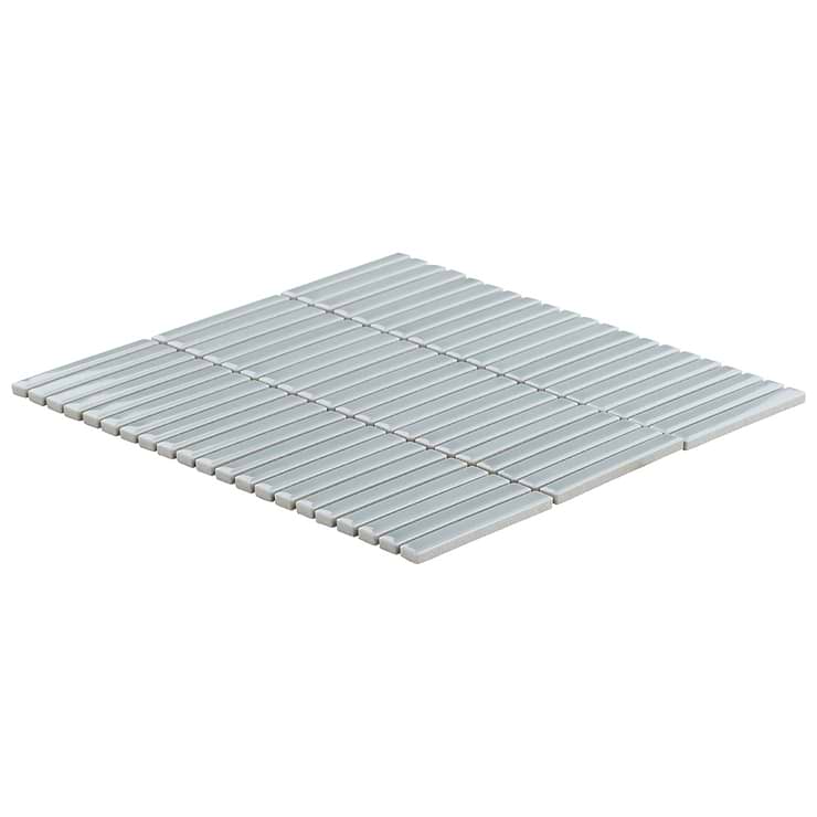 Kai Sky Blue 1x4" Tri-Stacked Glossy Porcelain Mosaic Tile