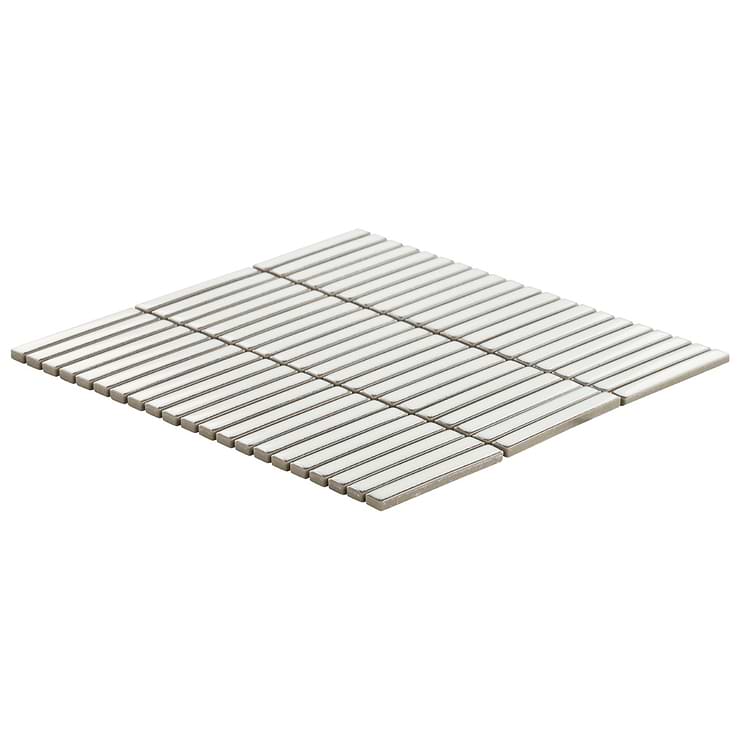 Kai Snow White 1x4" Tri-Stacked Glossy Porcelain Mosaic Tile