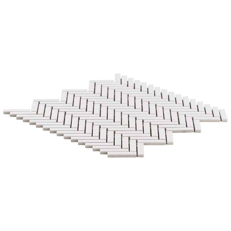 Kai White 1x2" Herringbone Matte Porcelain Mosaic Tile