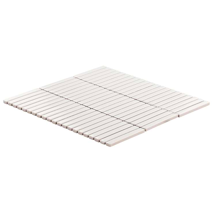 Kai White 1x4" Tri-Stacked Glossy Porcelain Mosaic Tile