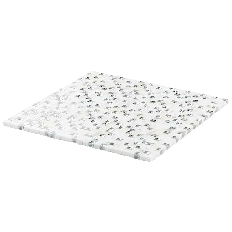 Kelli Ellis Soli White 1x1 Marble & Mirror Polished Mosaic Tile