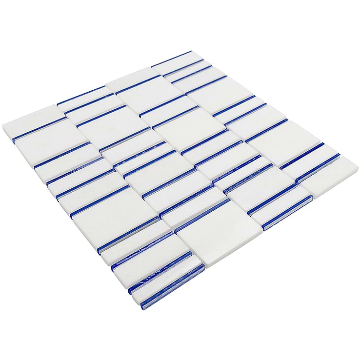 Sky's The Limit Blue and White Marble & Glass Polished Mosaic Tile by Kerrie Kelly