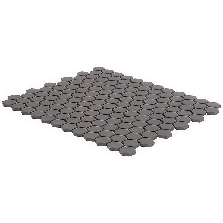 Level Black 1" Hexagon Matte Porcelain Tile